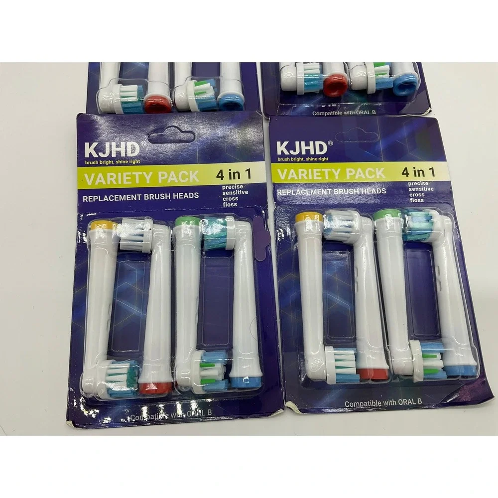 KJHD Replacement Brush Heads Unisex 16ct White Variety Pack Oral B Compatible